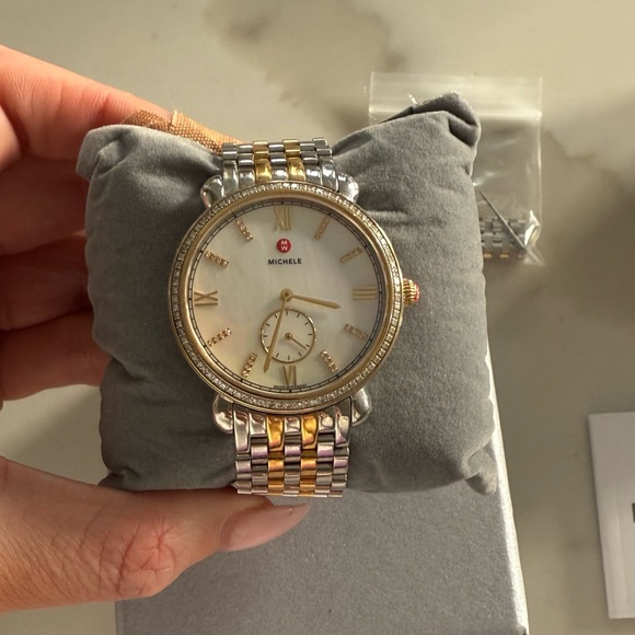 MICHELE Mother of Pearl Diamond Two Tone Watch - Picture 3 of 8